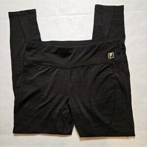 Fila Sport Large Black Legging Back Pocket Zipper Wide Waistband Womens Womens